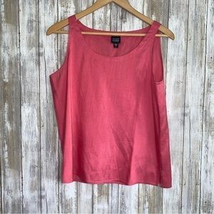 Eileen Fisher Washed Silk Taffeta Scoop Neck Shell Sleeveless Blouse